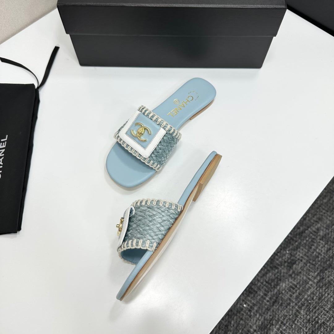 Woven Satin Cross-Strap Slides