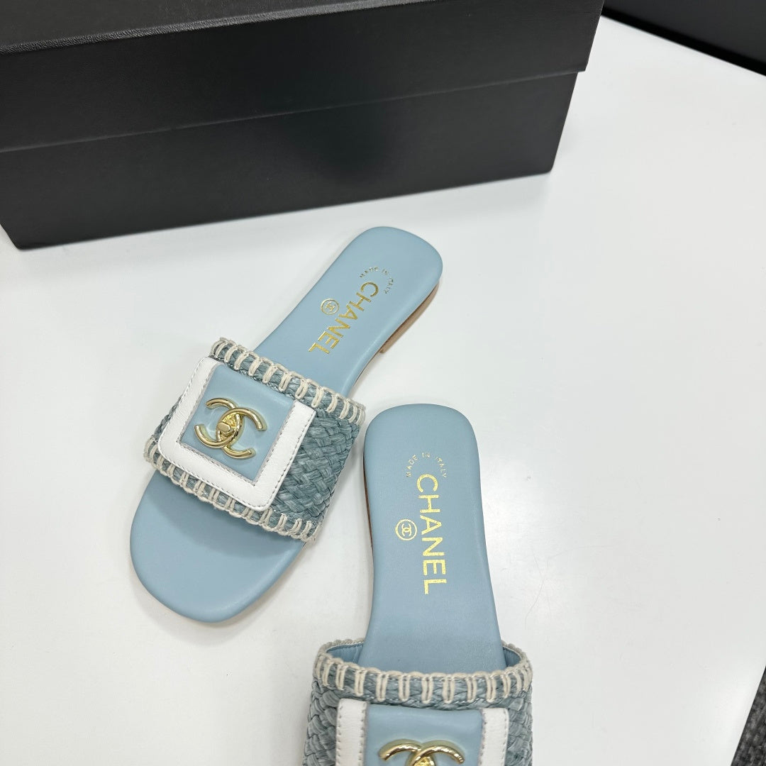 Woven Satin Cross-Strap Slides