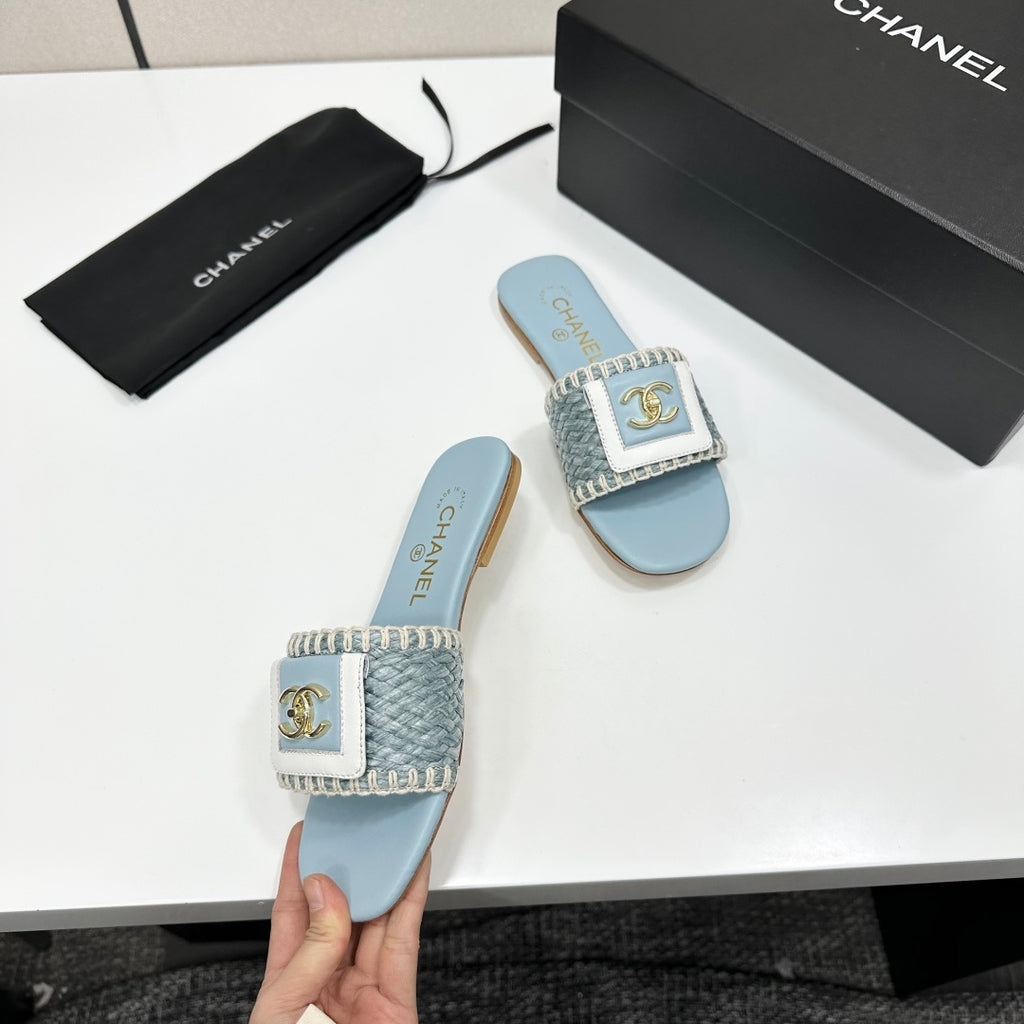 Woven Satin Cross-Strap Slides