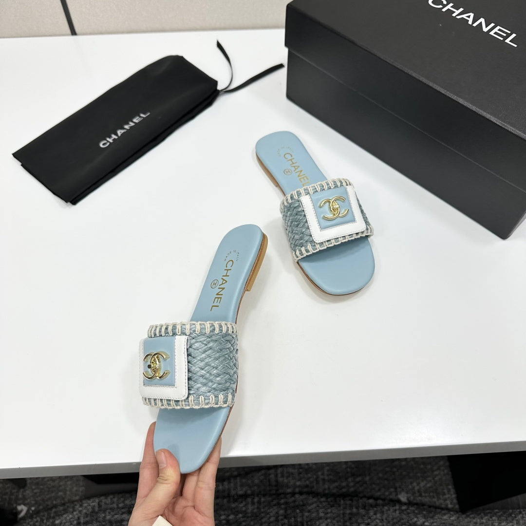 Woven Satin Cross-Strap Slides