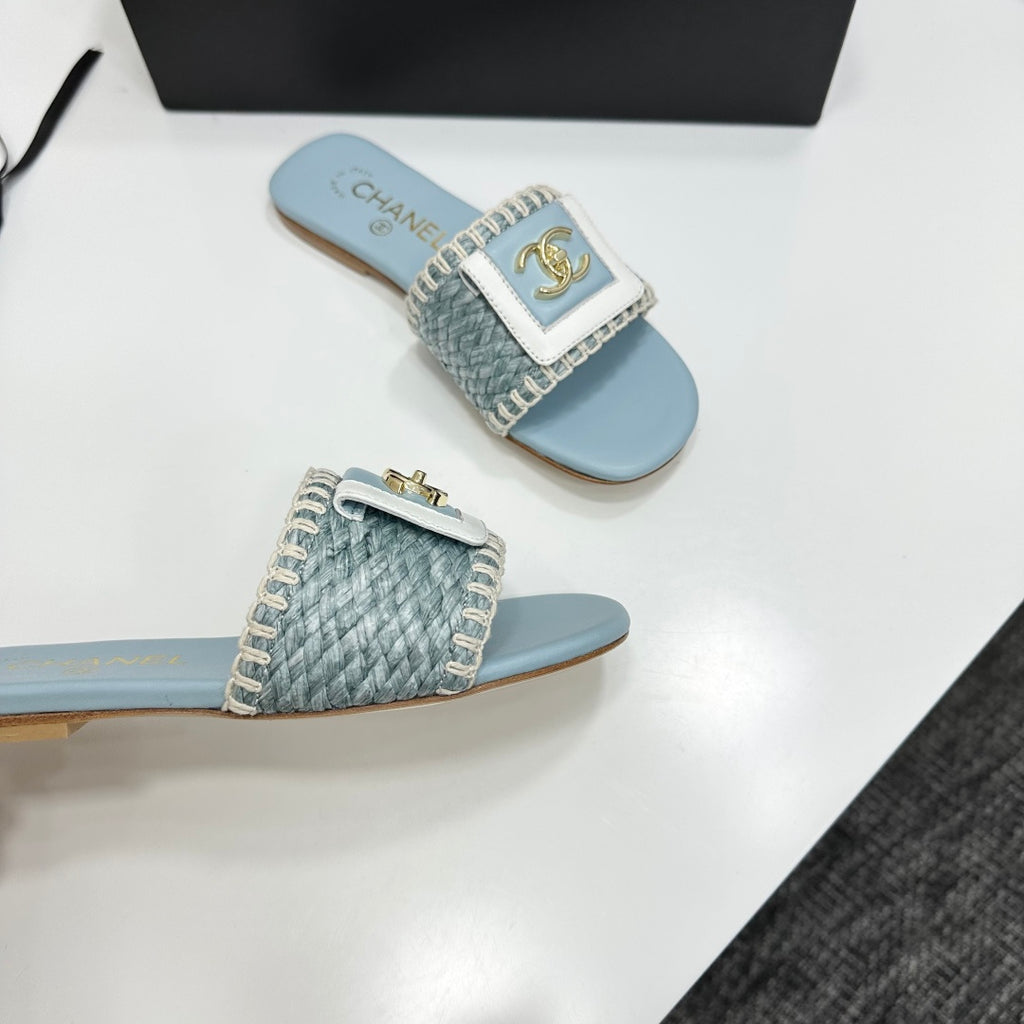 Woven Satin Cross-Strap Slides