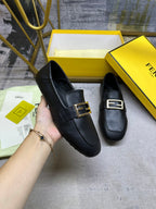 Premium Lambskin Leather Loafers with Gold Buckle – Soft Comfort Fit