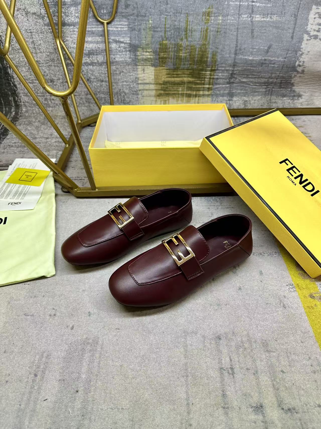 Premium Lambskin Leather Loafers with Gold Buckle – Soft Comfort Fit