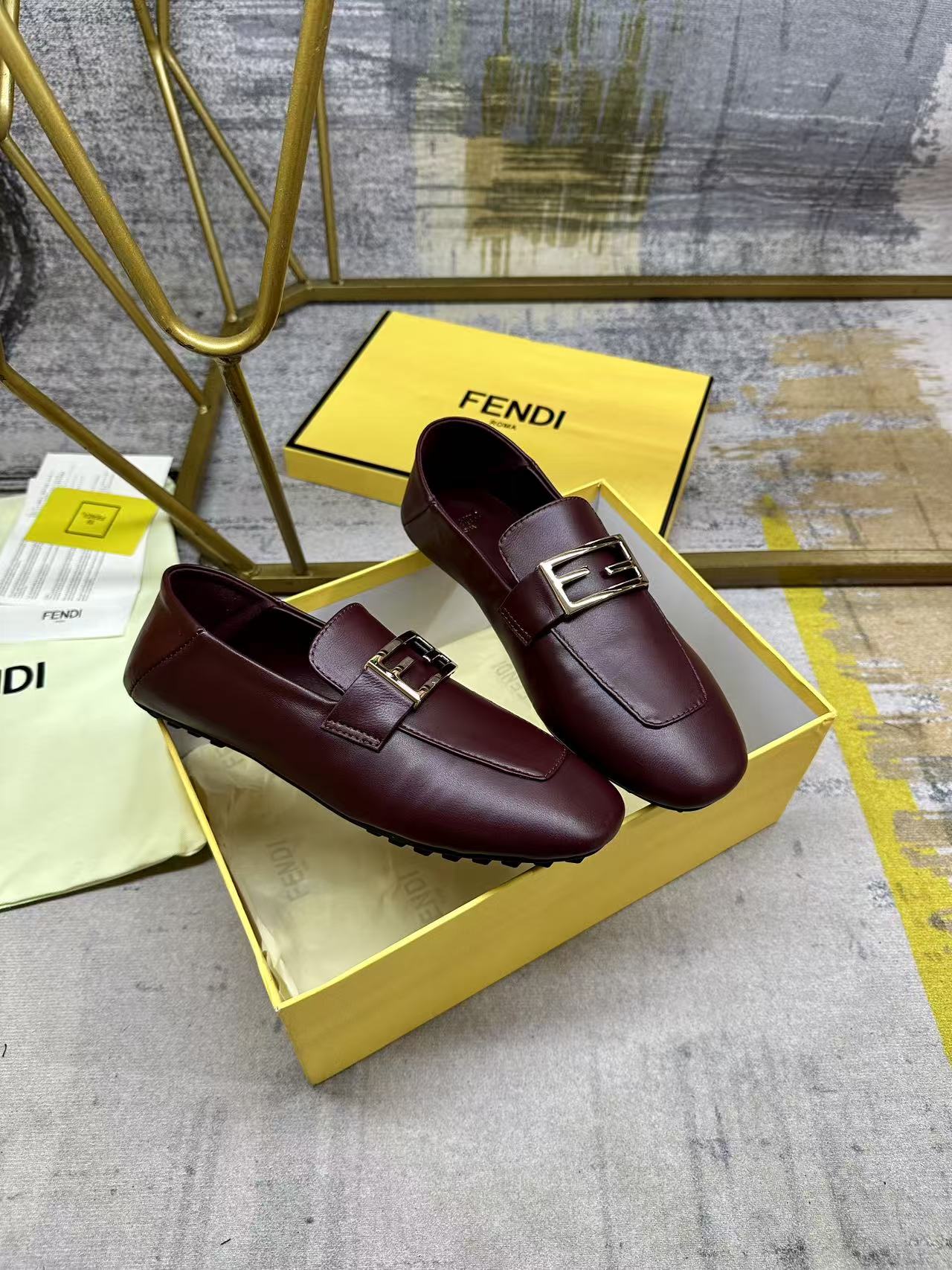 Premium Lambskin Leather Loafers with Gold Buckle – Soft Comfort Fit