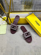 Wide Strap Flat Slides with FF Monogram Detail