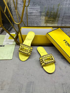 Wide Strap Flat Slides with FF Monogram Detail