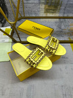 Wide Strap Flat Slides with FF Monogram Detail