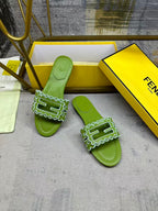 Wide Strap Flat Slides with FF Monogram Detail
