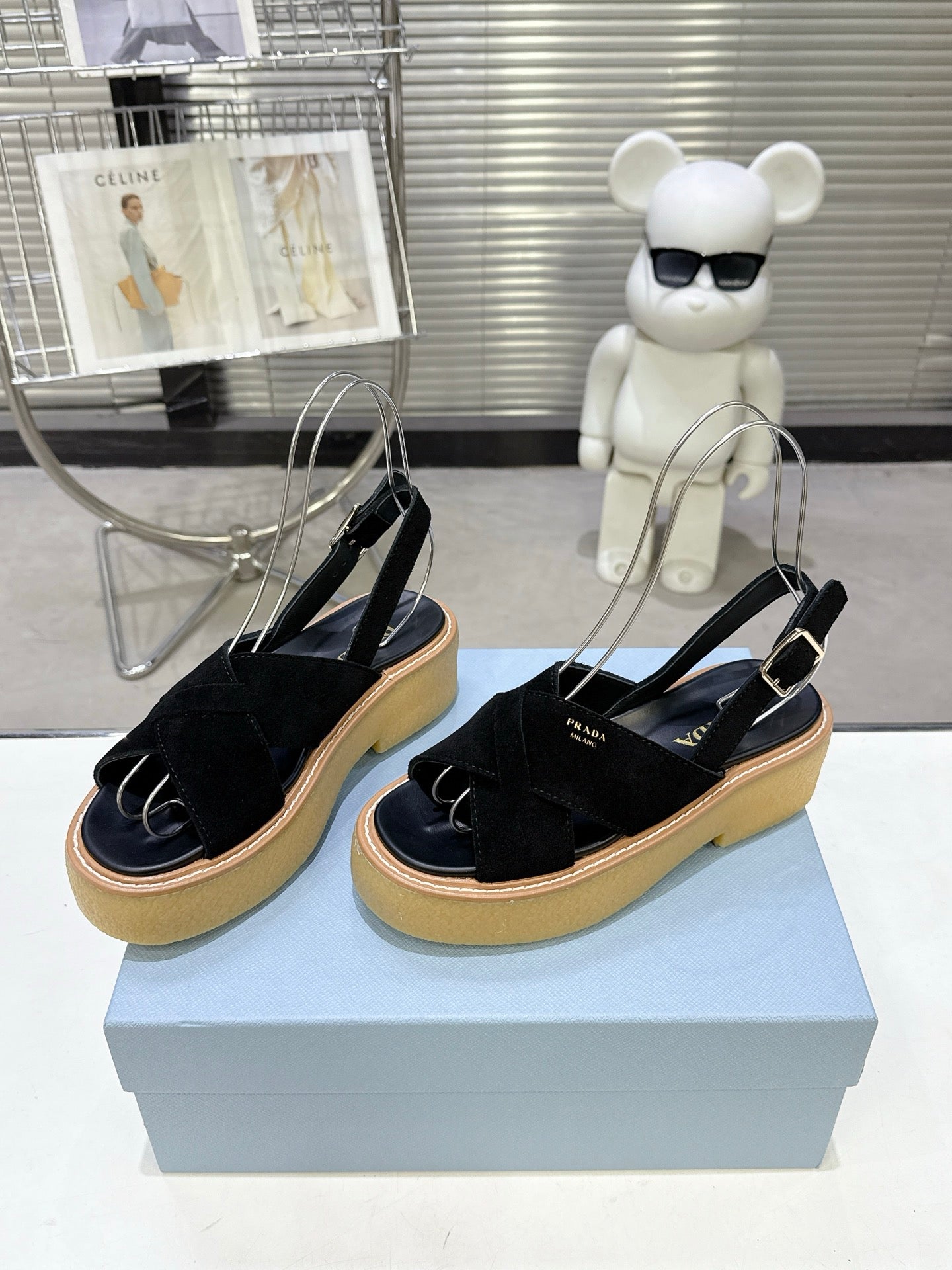 Suede Summer Chunky Sole Slides