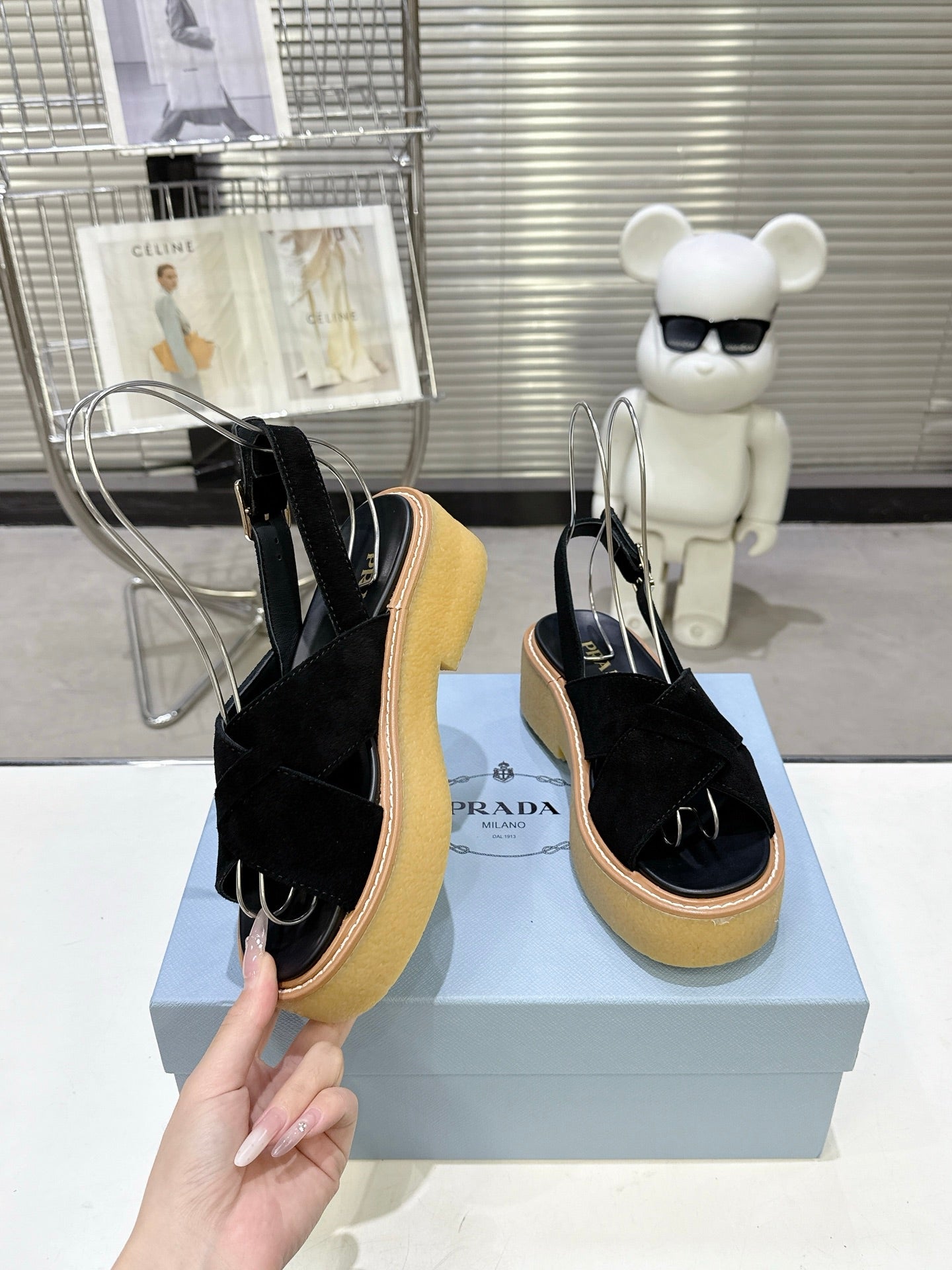 Suede Summer Chunky Sole Slides
