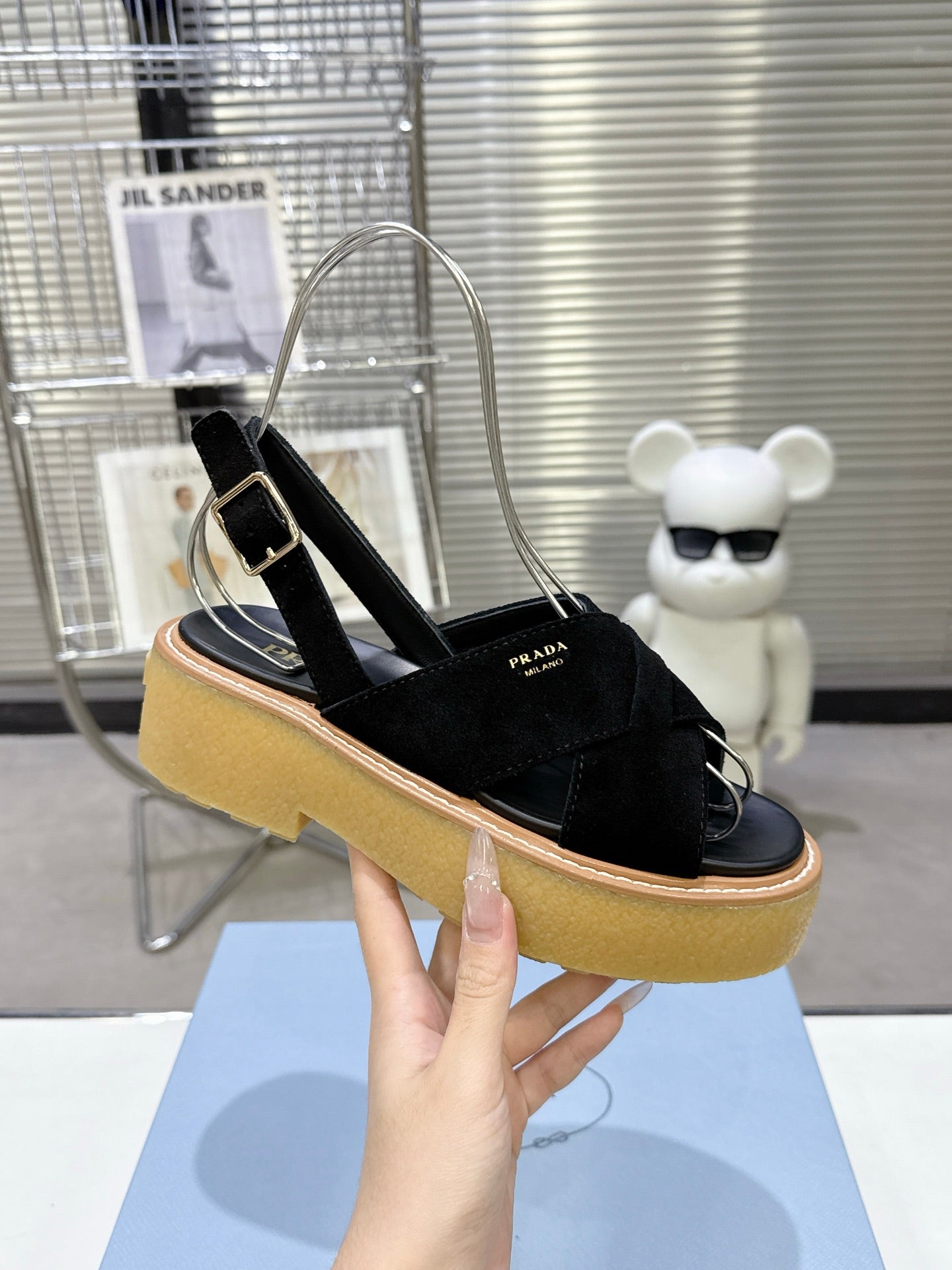 Suede Summer Chunky Sole Slides