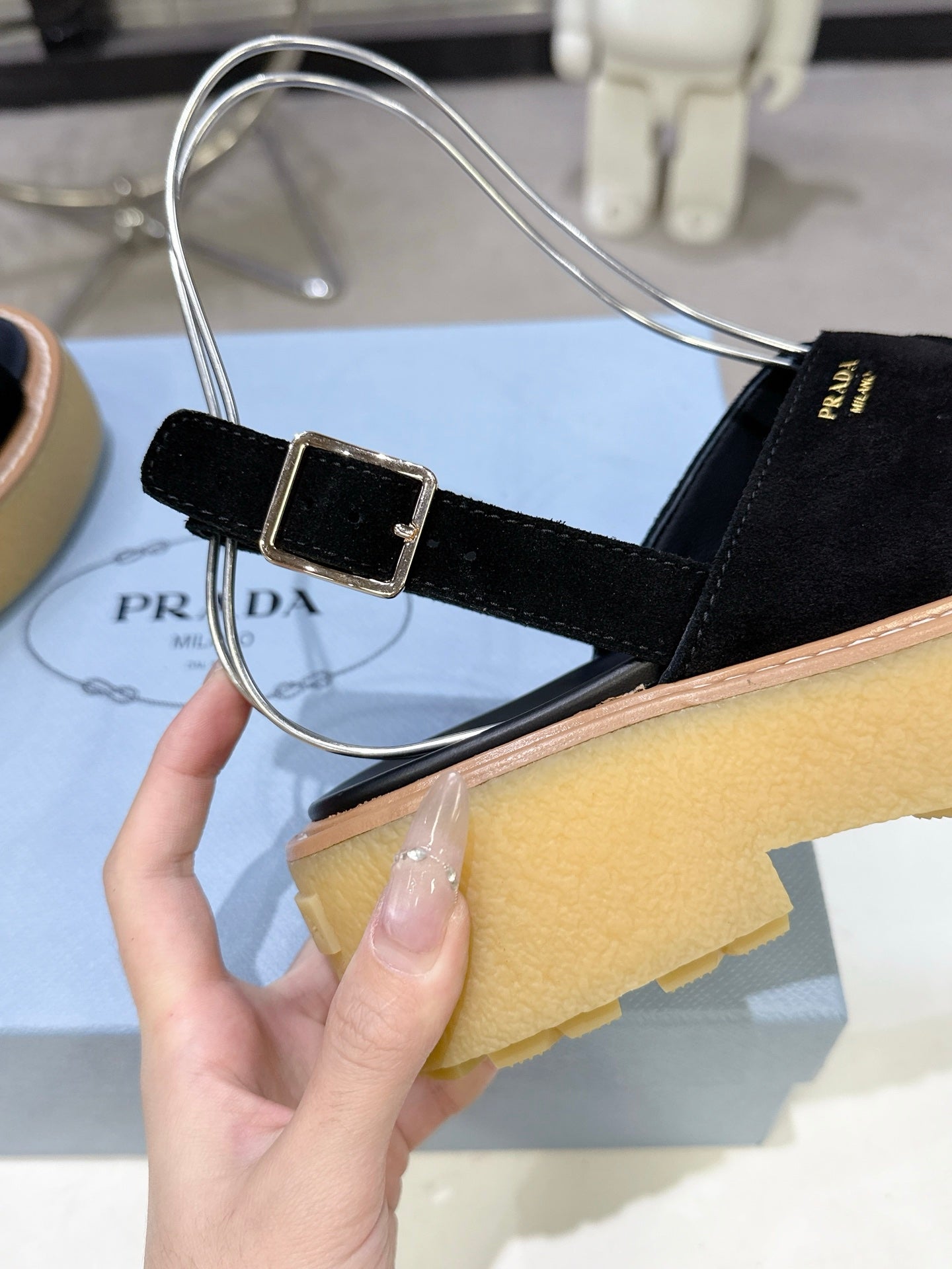 Suede Summer Chunky Sole Slides