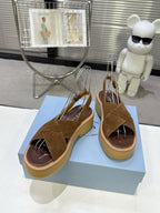 Suede Summer Chunky Sole Slides