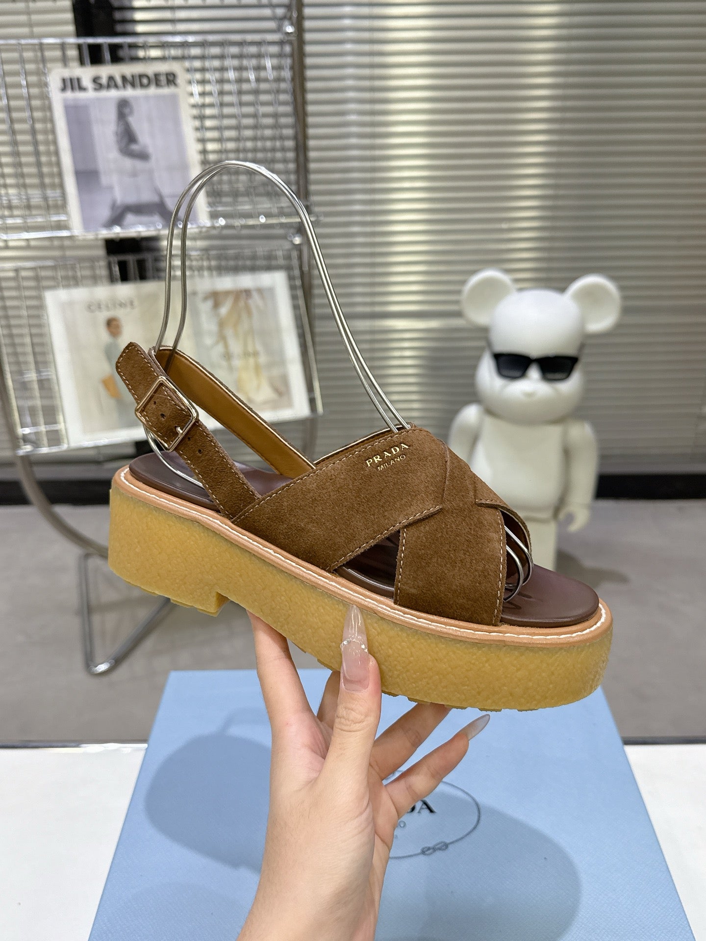 Suede Summer Chunky Sole Slides