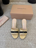 Raffia & Leather Minimalist Slides