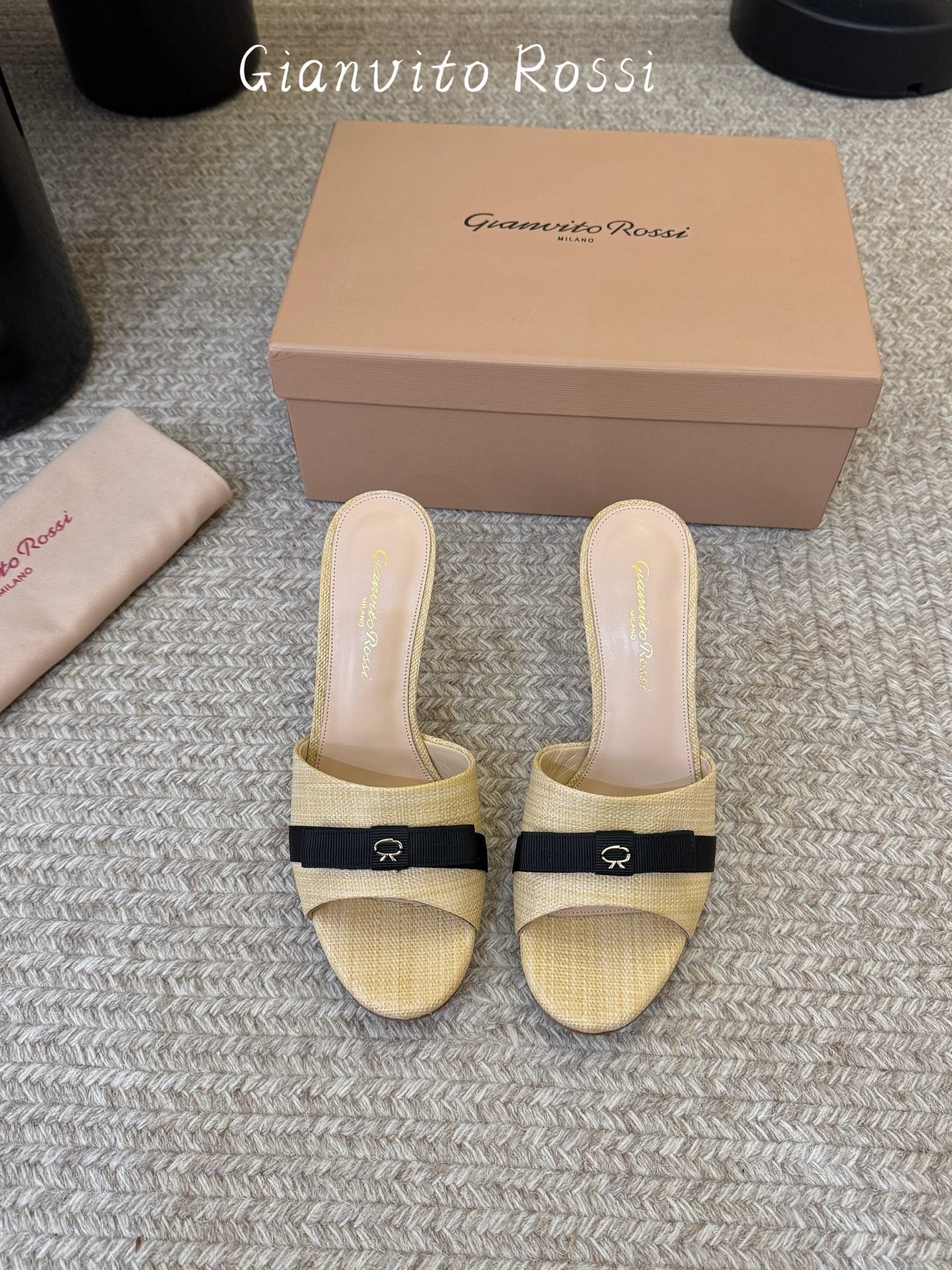 Raffia & Leather Minimalist Slides