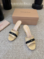 Raffia & Leather Minimalist Slides