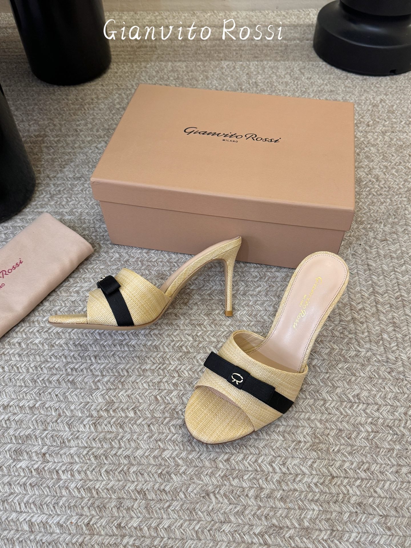 Raffia & Leather Minimalist Slides