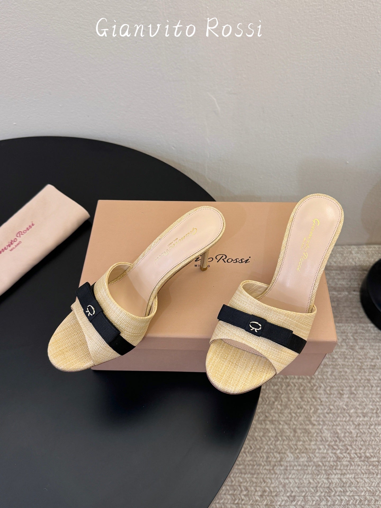 Raffia & Leather Minimalist Slides