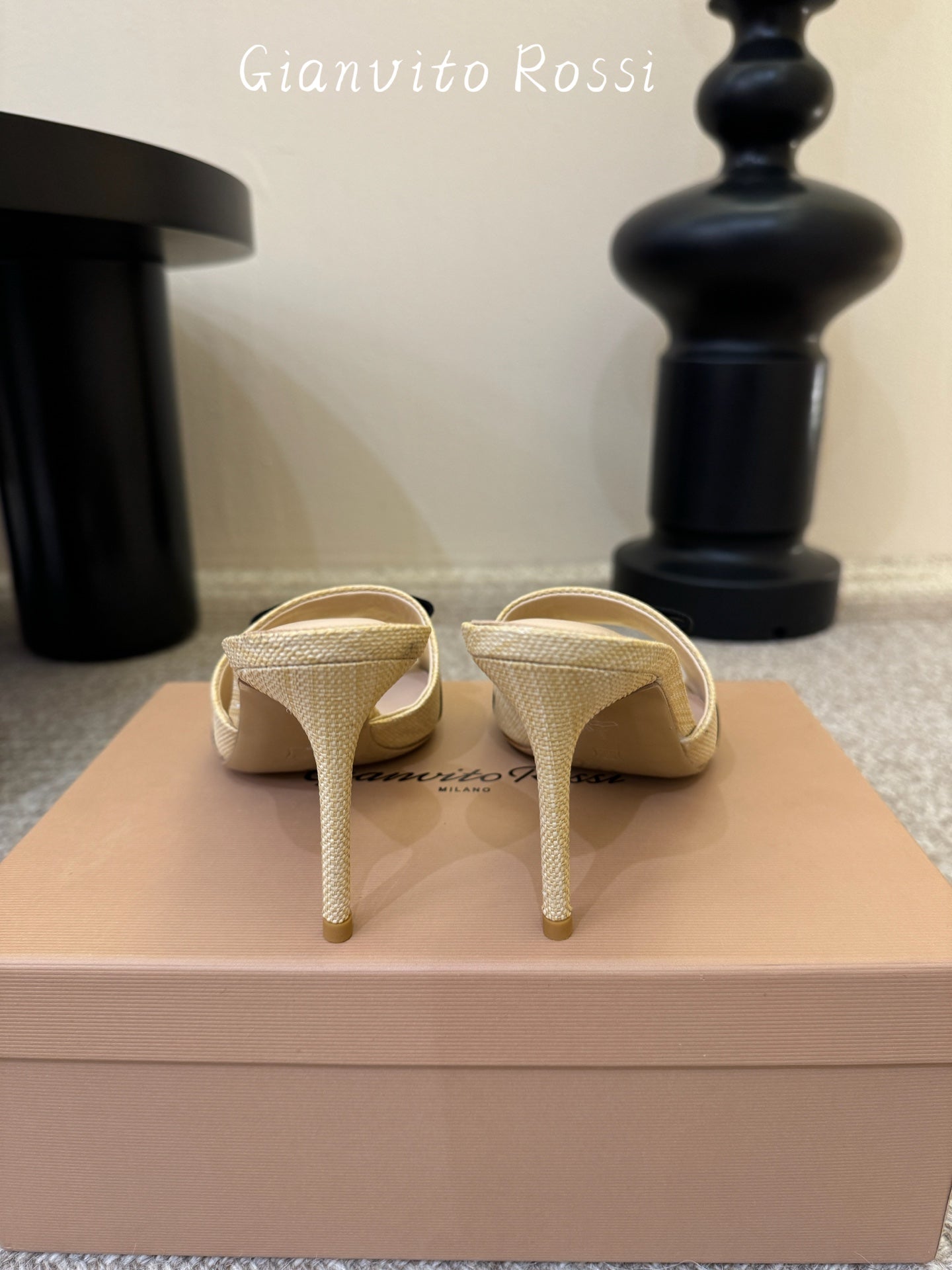 Raffia & Leather Minimalist Slides