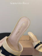 Raffia & Leather Minimalist Slides