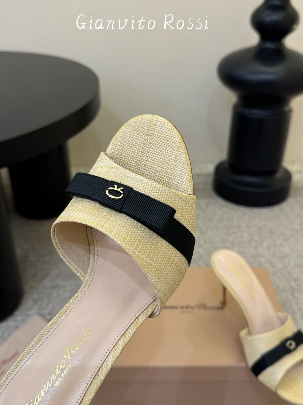 Raffia & Leather Minimalist Slides