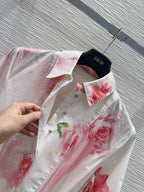 D - Elegant Printed Shirt Dress