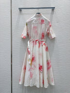 D - Elegant Printed Shirt Dress