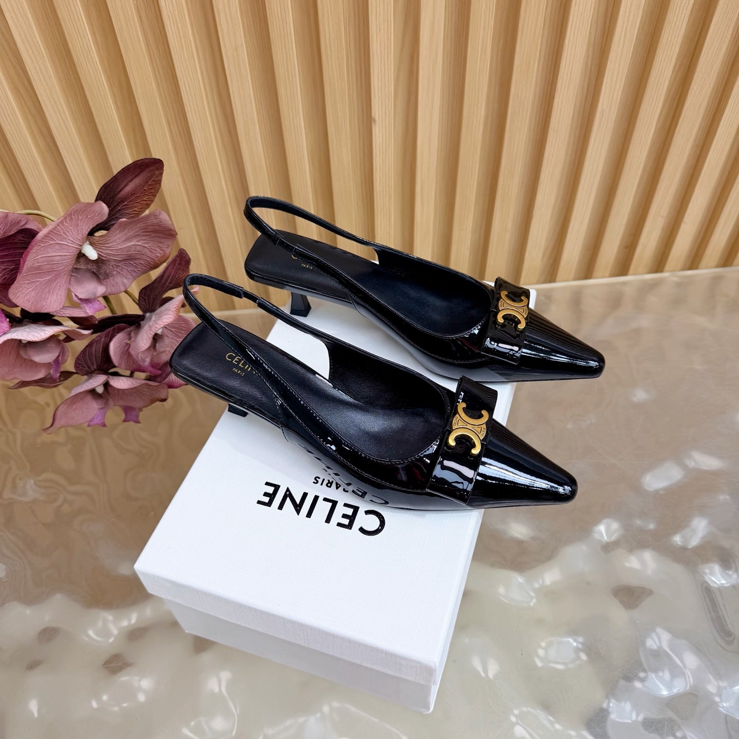 Triomphe Pointed Toe Kitten Heels