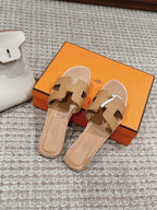 Oran Style Ostrich Texture Slides | Luxury Flat Sandals