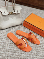 Oran Style Ostrich Texture Slides | Luxury Flat Sandals