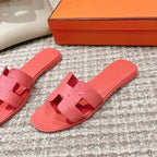 Oran Style Ostrich Texture Slides | Luxury Flat Sandals