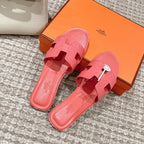 Oran Style Ostrich Texture Slides | Luxury Flat Sandals