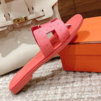 Oran Style Ostrich Texture Slides | Luxury Flat Sandals