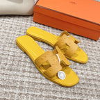 Oran Style Ostrich Texture Slides | Luxury Flat Sandals