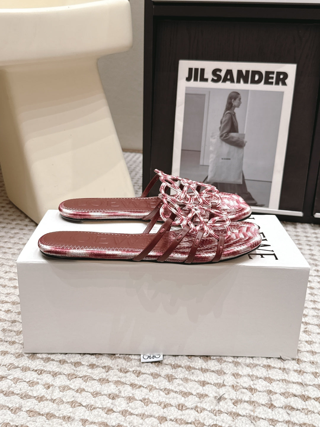 Woven Cutout Slide Sandals | Leather Flat Summer Slippers