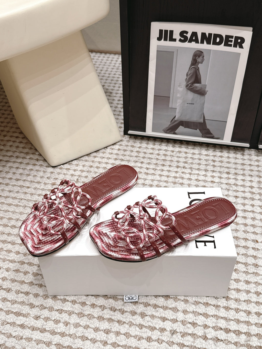 Woven Cutout Slide Sandals | Leather Flat Summer Slippers