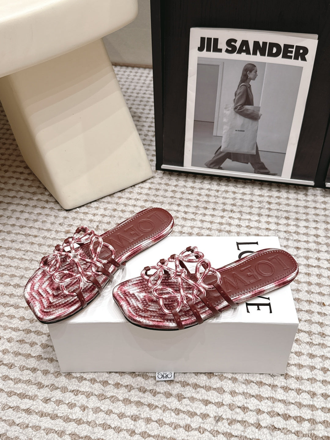 Woven Cutout Slide Sandals | Leather Flat Summer Slippers