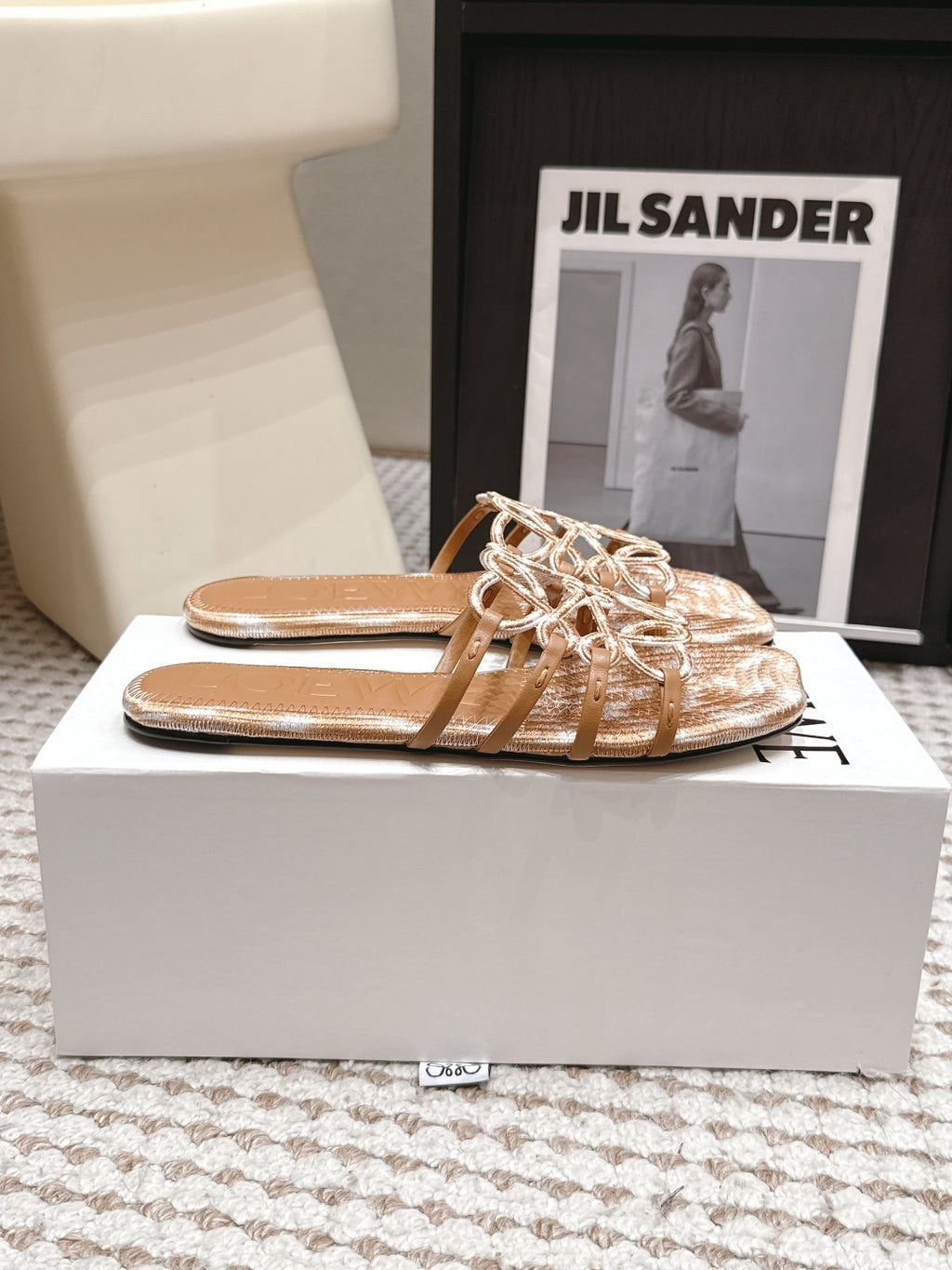 Woven Cutout Slide Sandals | Leather Flat Summer Slippers