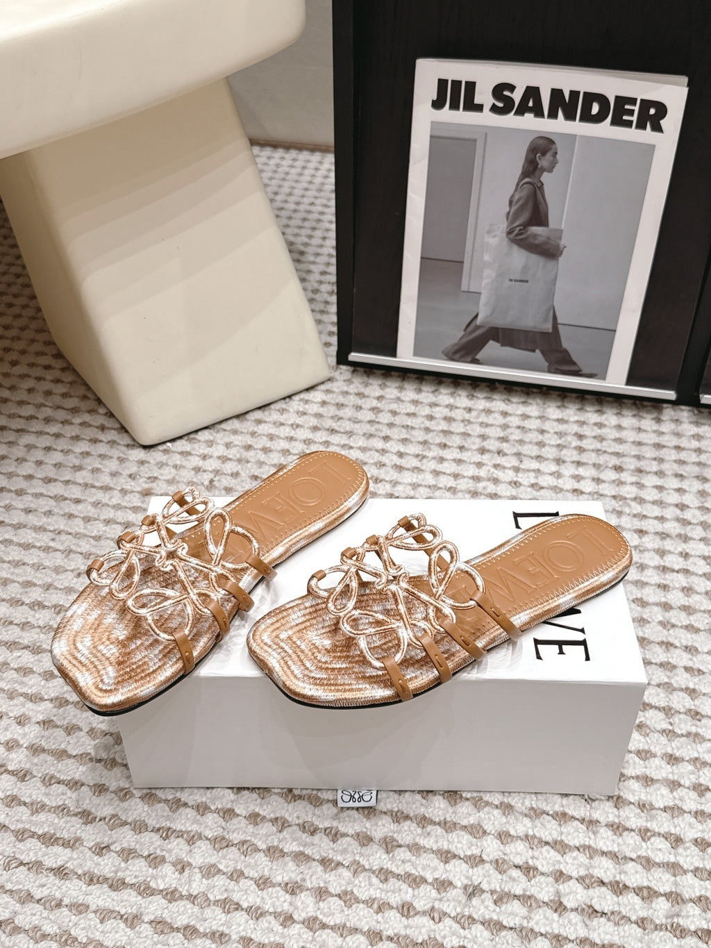 Woven Cutout Slide Sandals | Leather Flat Summer Slippers