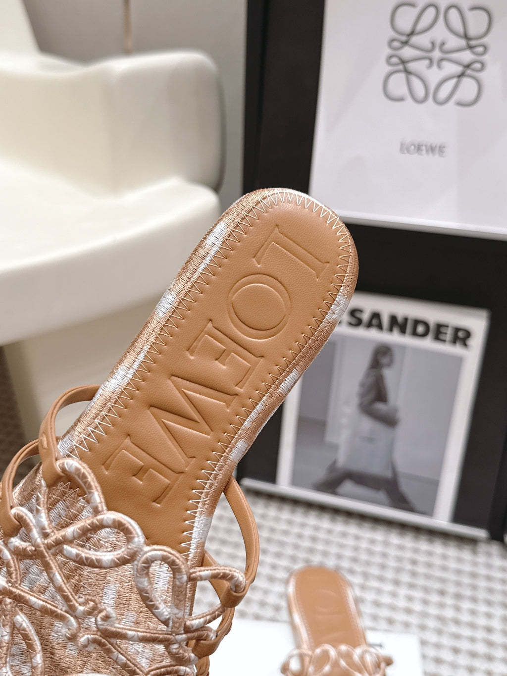 Woven Cutout Slide Sandals | Leather Flat Summer Slippers