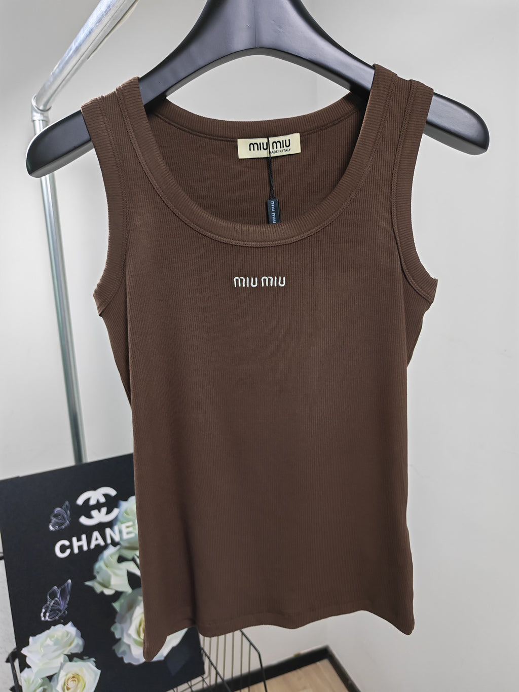 M M Embroidered Logo Tank Top