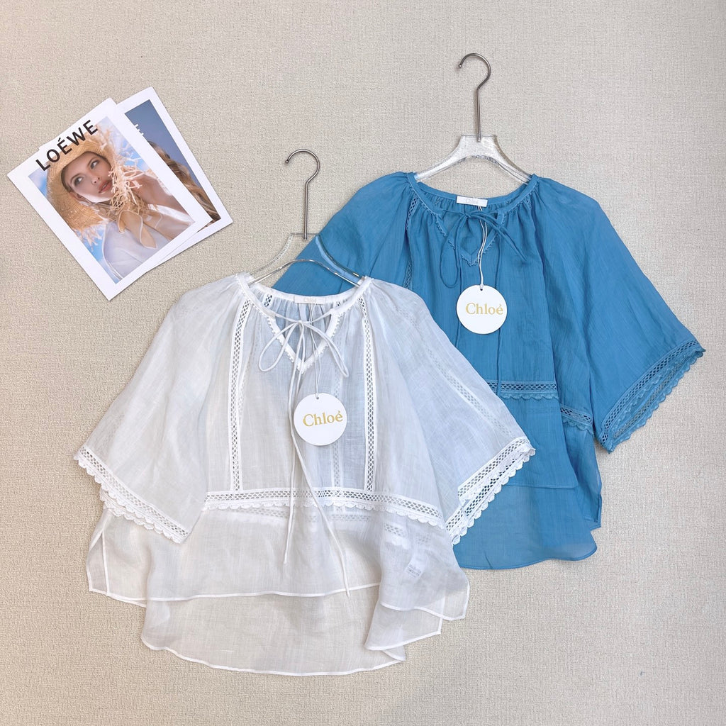 French Embroidered Linen Blouse | Lightweight Summer Shirt