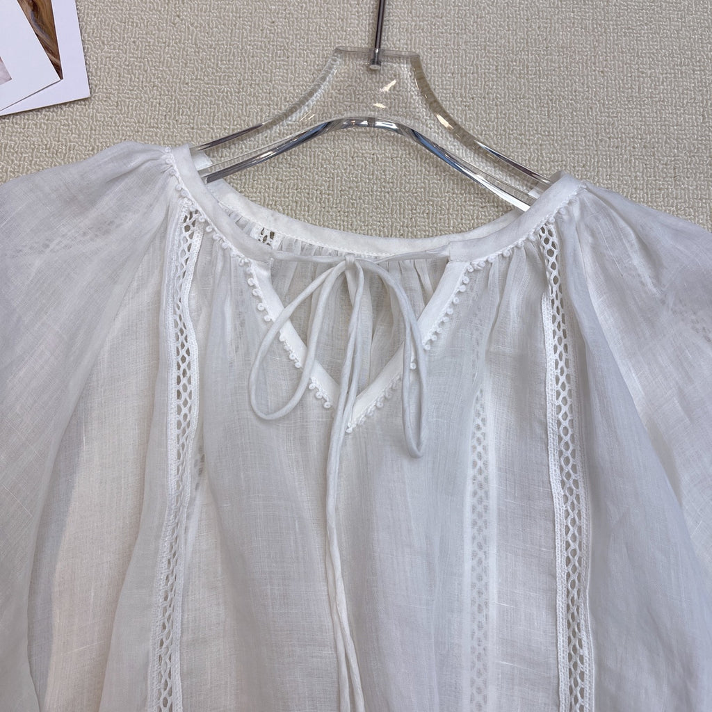 French Embroidered Linen Blouse | Lightweight Summer Shirt