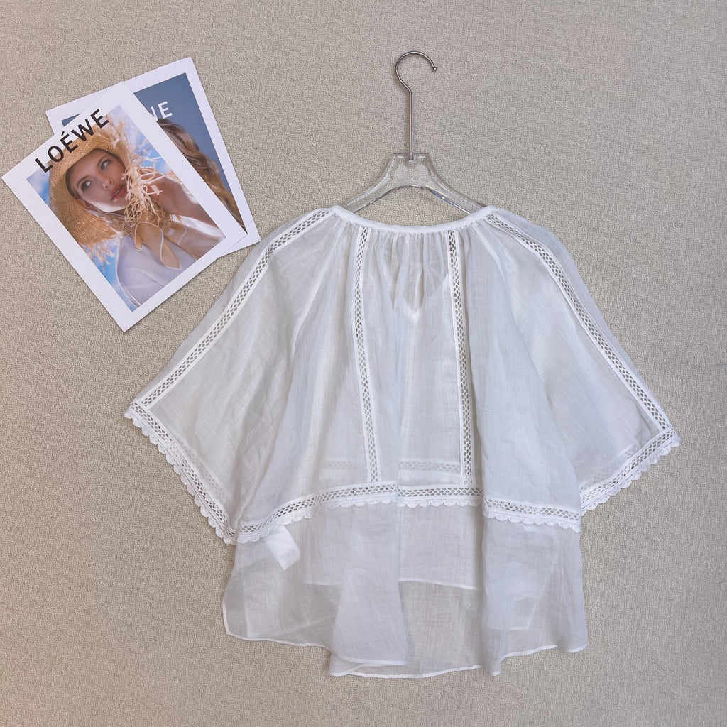 French Embroidered Linen Blouse | Lightweight Summer Shirt