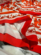Red Ceramic Print Dress | Elegant Summer Midi Dress