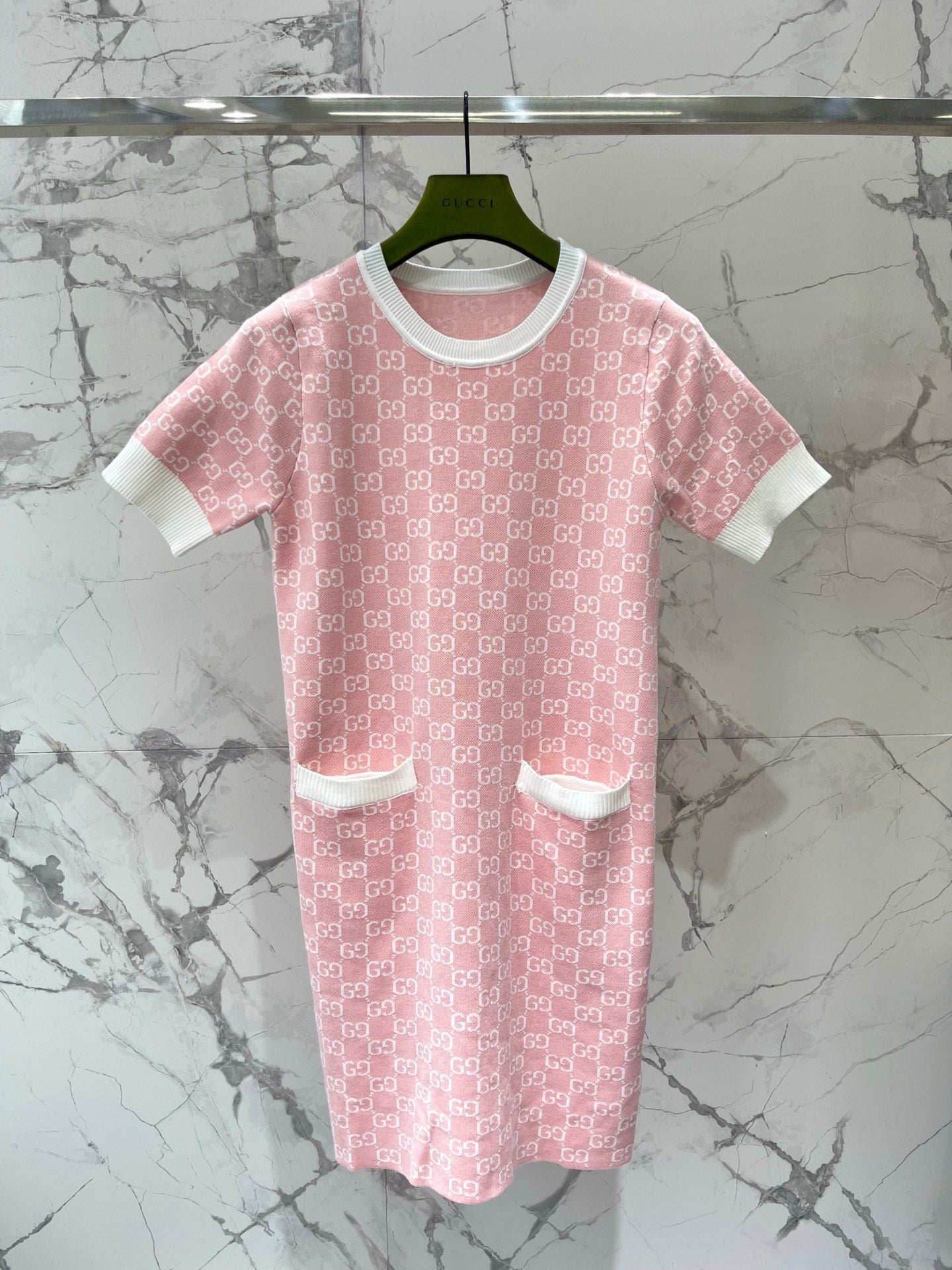 Monogram Knit Dress | Short Sleeve Sweater Dress