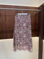 Monogram Silk Midi Skirt | Luxury Print A-Line Skirt