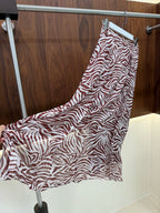 Monogram Silk Midi Skirt | Luxury Print A-Line Skirt