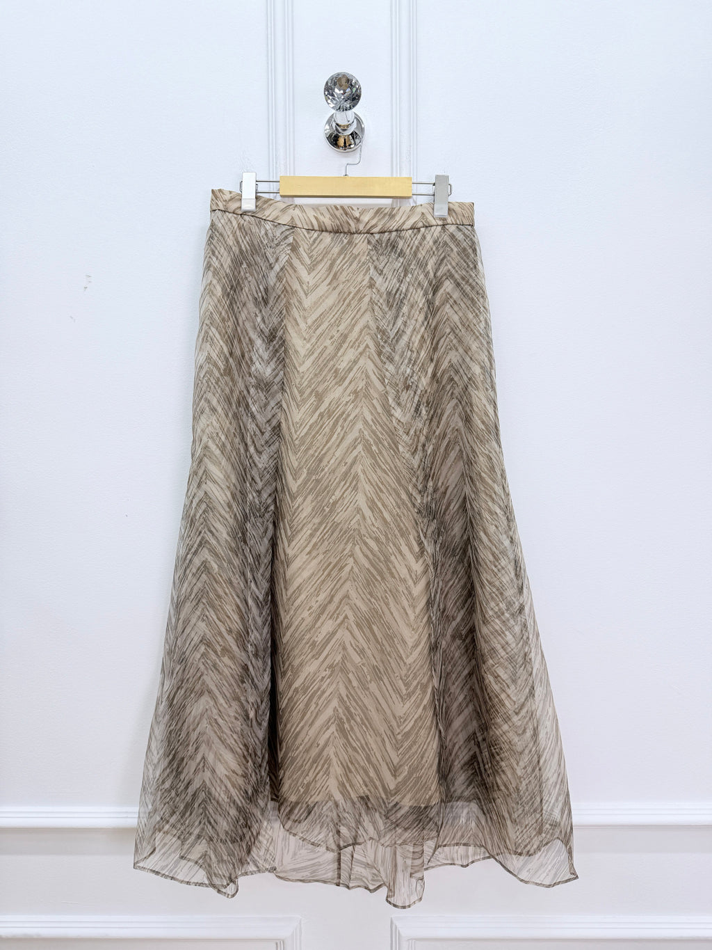 Chain Print Silk Midi Skirt | Elegant Satin A-Line Skirt